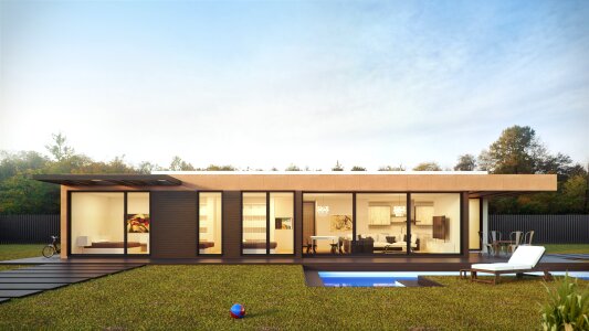 Single family house with one level and a pool