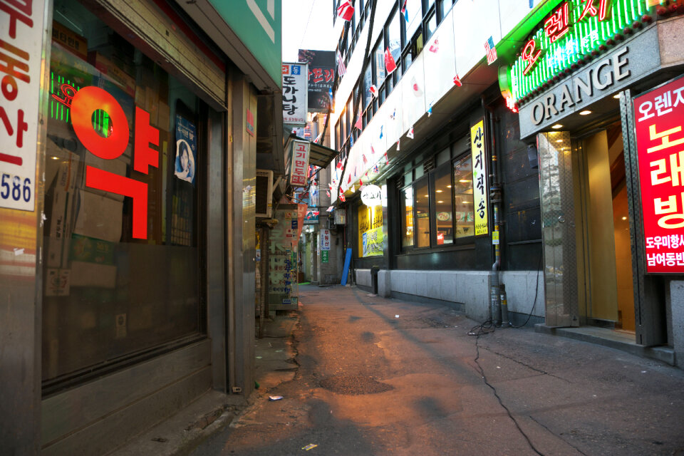 Myeong-Dong Neon Lights in Seoul, South Korea.