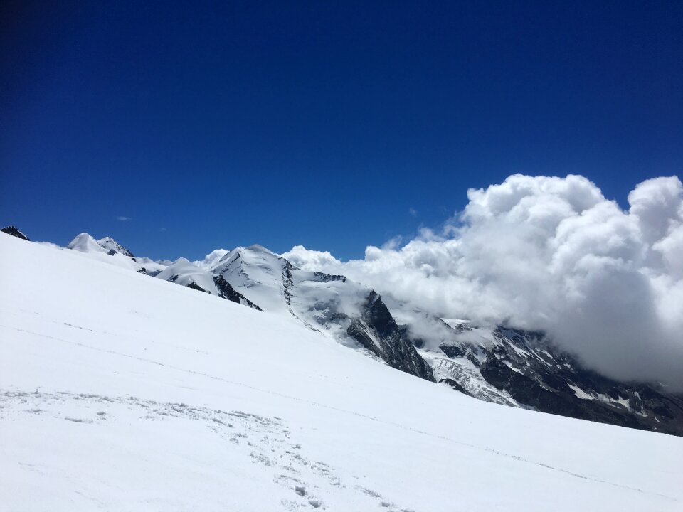 hikers team in the mountains. Matterhorn. Swiss Alps
