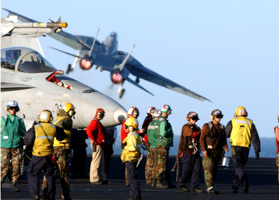 F-14 Tomcat on the flight deck