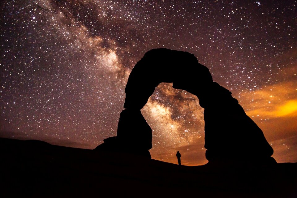 Famous Utah Landmark Delicate arch photographed at night photo