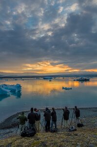 The sun sets over the famous glacier lagoon