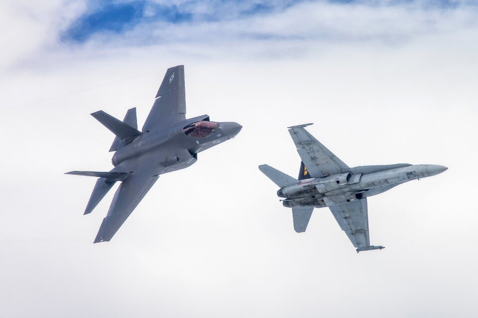 Lockheed Martin F-35C Lightning II and F/A-18A