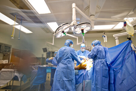 Team surgeon at work on operating in hospital photo