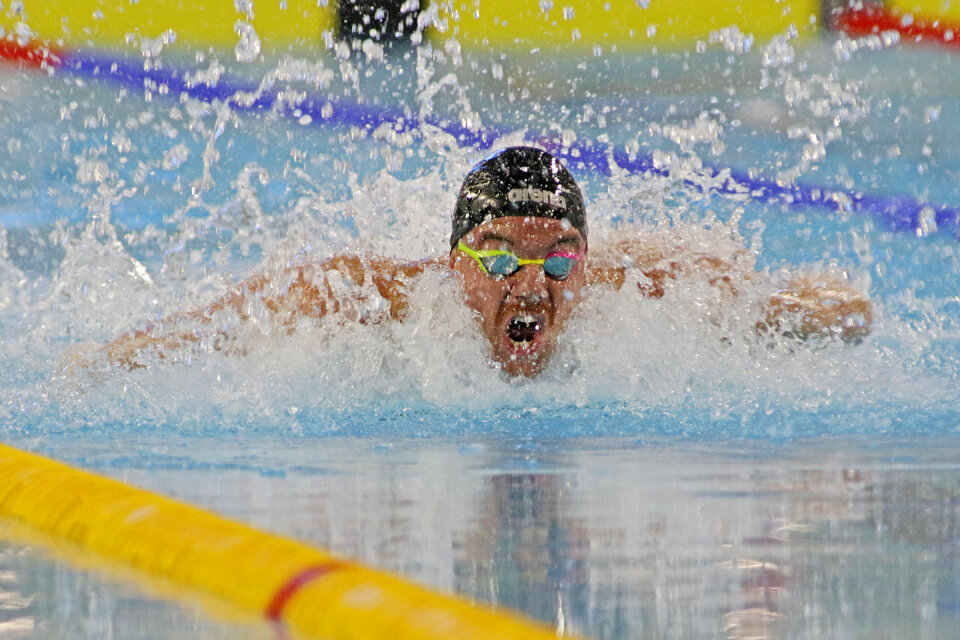 Professional man in swimming pool