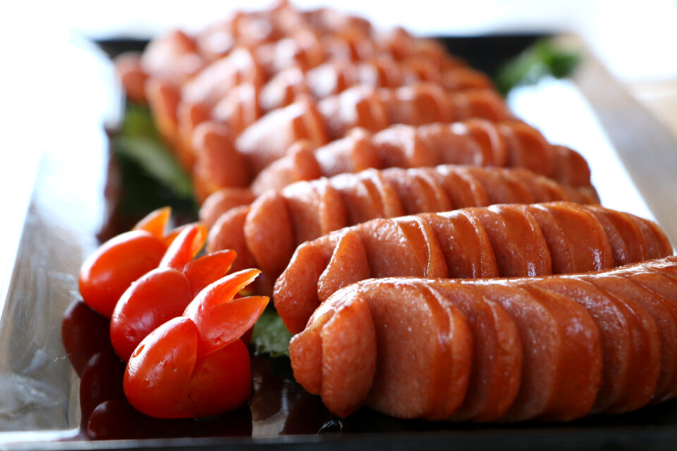 grilled frankfurter sausages