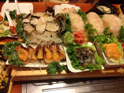 Raw fish and sushi