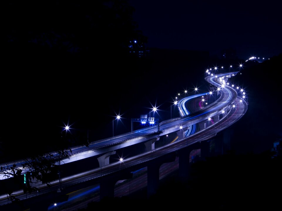 overpass highway night scene