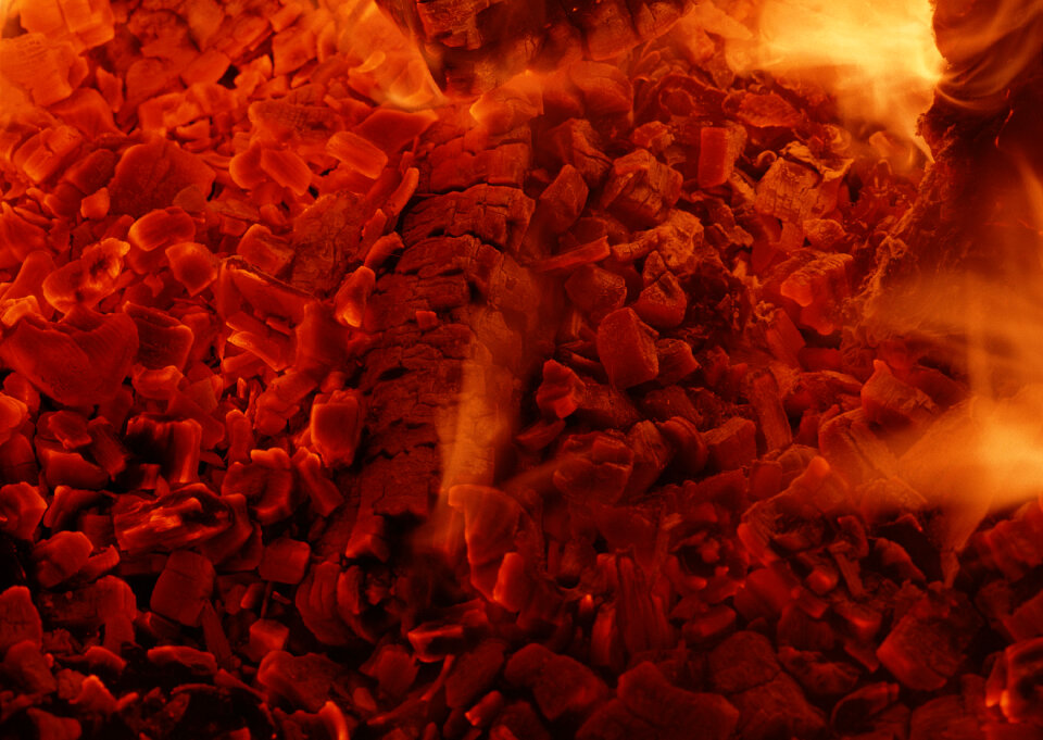 Red burning wood dark abstract background