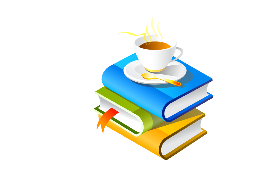 Cup of coffee with books