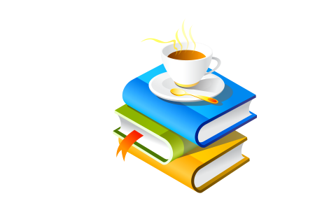 Cup of coffee with books photo
