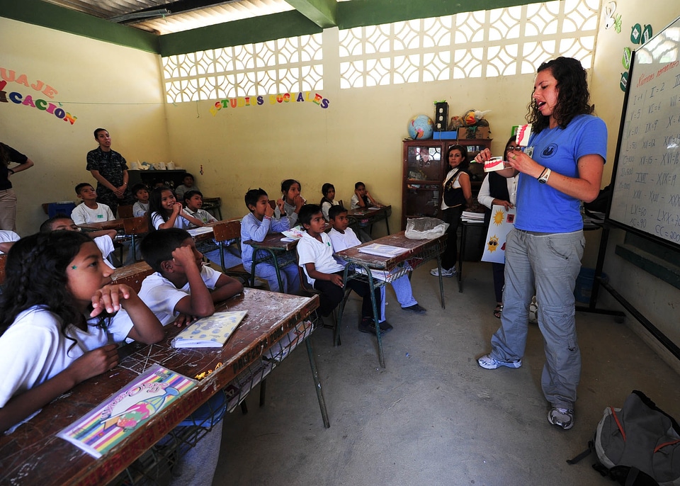 Girls students teacher