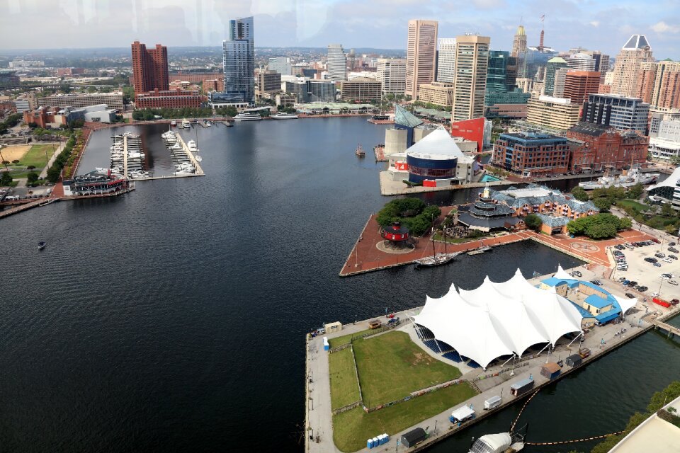 Downtown city skyline, Inner Harbor