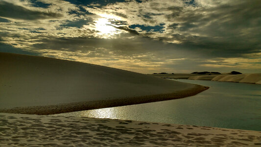 Rainwater lagoon and sand dunes in Lencois Maranhenses