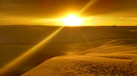 Rainwater lagoon and sand dunes in Lencois Maranhenses