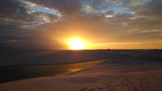 Rainwater lagoon and sand dunes in Lencois Maranhenses