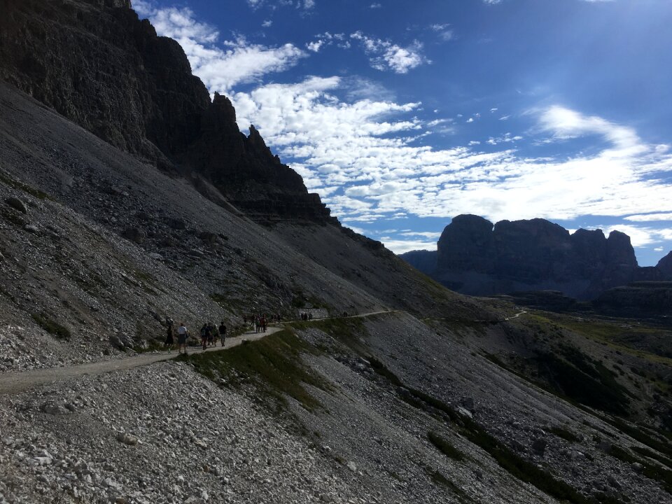 Hike mountain in the Dolomites, the trail Punta Sorapiss