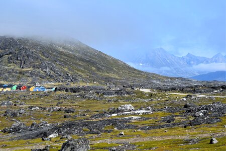 Colorful buildings in Nanortalik city in South Greenland