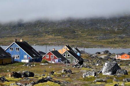 Colorful buildings in Nanortalik city in South Greenland photo