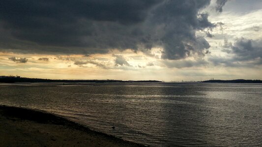 Evening on the beach, sunset over sea
