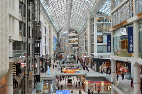 Shoppers visit the mall in Toronto, Canada