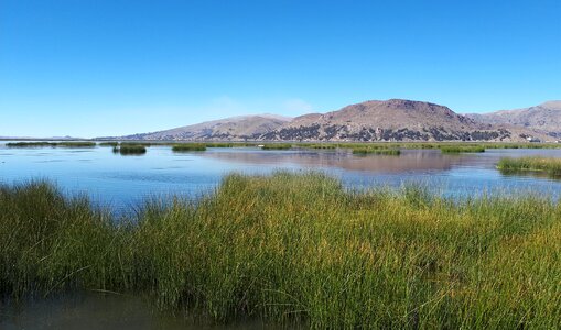 Uros island in Lake Titicaca, Peru photo