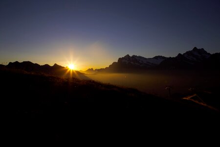 the Chamonix Valley, the sunset overlooking the glacier