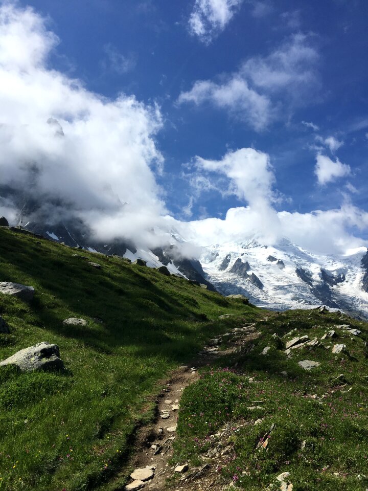 View of the Mont Blanc massif and Chamonix