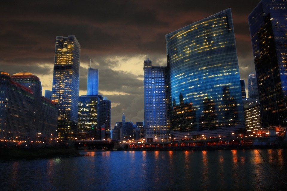 Thunderstorm buildings skyscraper photo