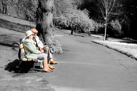 People on Park Benches photo
