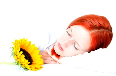 Beautiful Young Caucasian Woman With Flowers photo