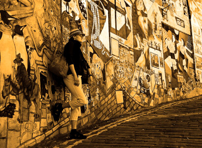 Beautiful Lady Posing near Wall