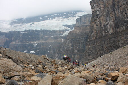 A group of hikers near Moraine Lake in Banff National Park photo