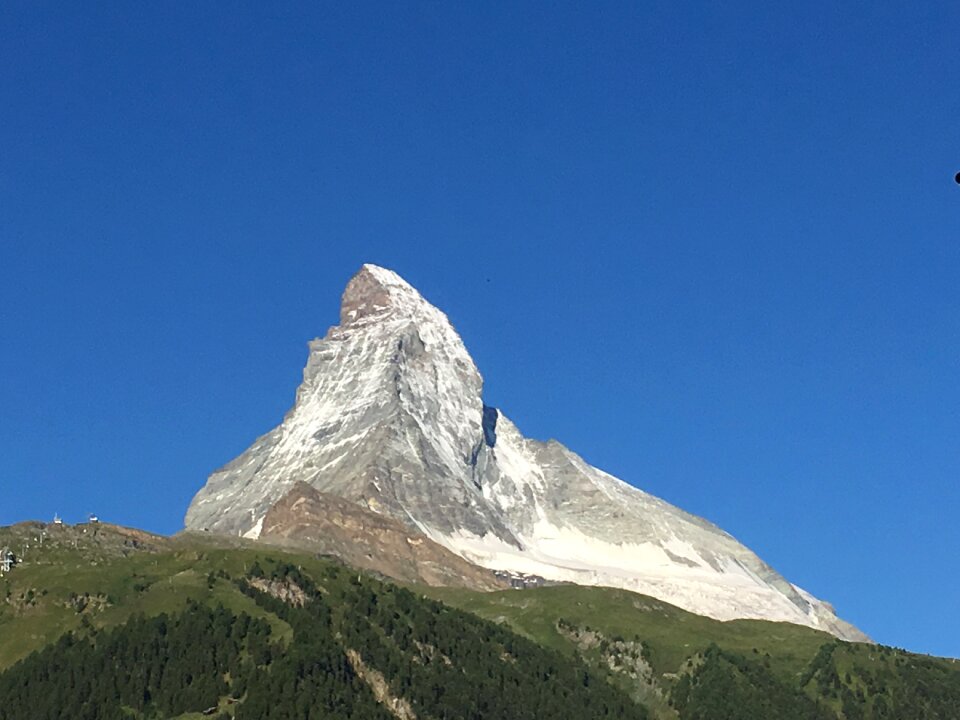 Amazing view of touristic trail near the Matterhorn in the Swiss