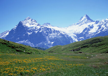Amazing view of touristic trail near the Matterhorn in the Swiss photo