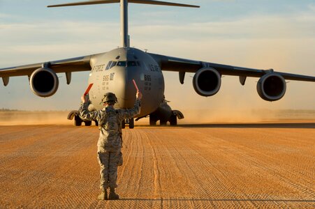 A C-17 Globemaster III to Geronimo landing zone