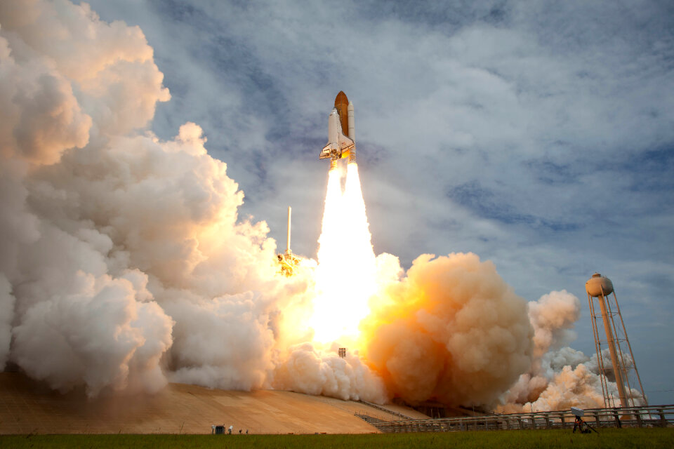 Space Shuttle Atlantis launches from the Kennedy Space Center