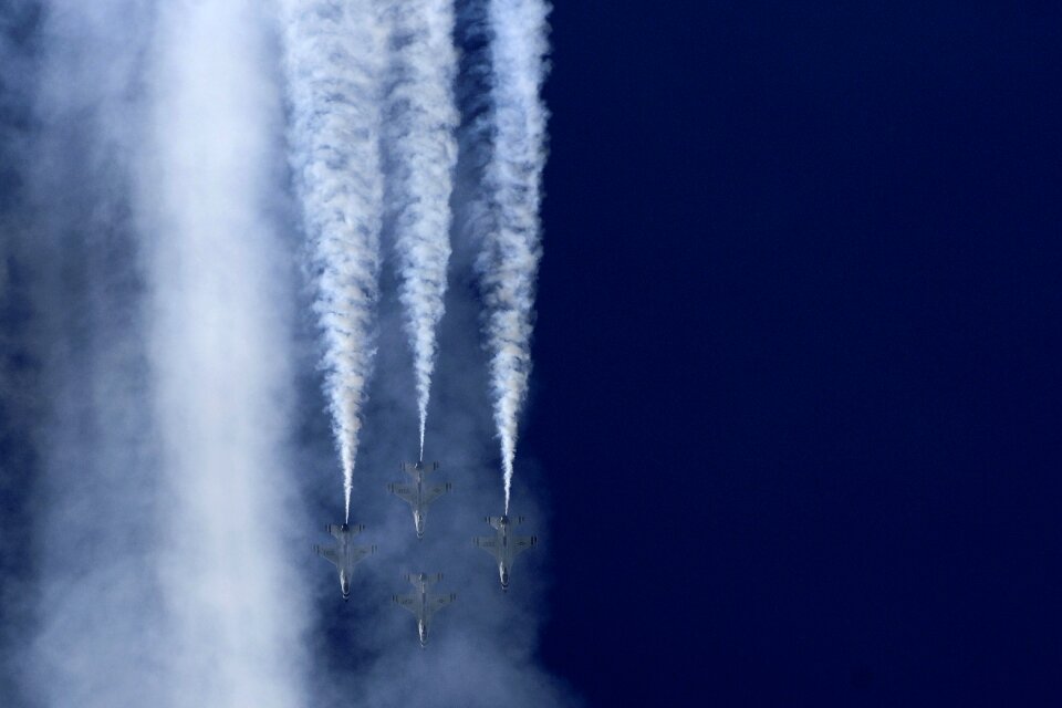 The U.S. Air Force Thunderbirds perform aerial maneuvers