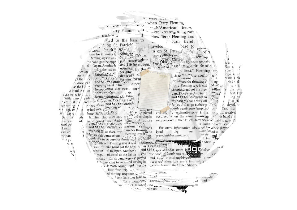 Newspaper text work white