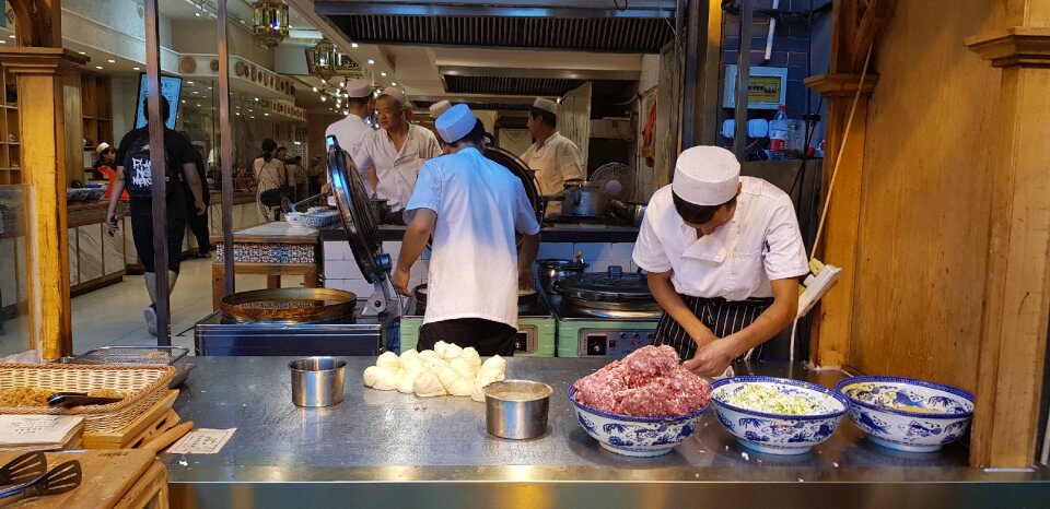 A food stall in a street in the city of Xian in China, Asia