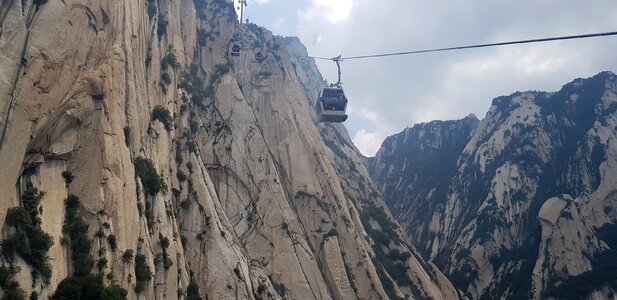 The cable car of mountain, China, Xian photo