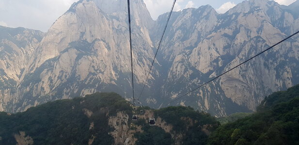 The cable car of mountain, China, Xian photo