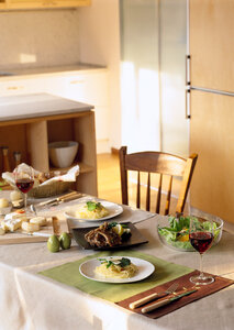 plate of italian spaghetti with pesto sauce photo