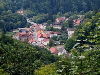 Böser Kleef crags of the village of Altenbrak, Harz mountains