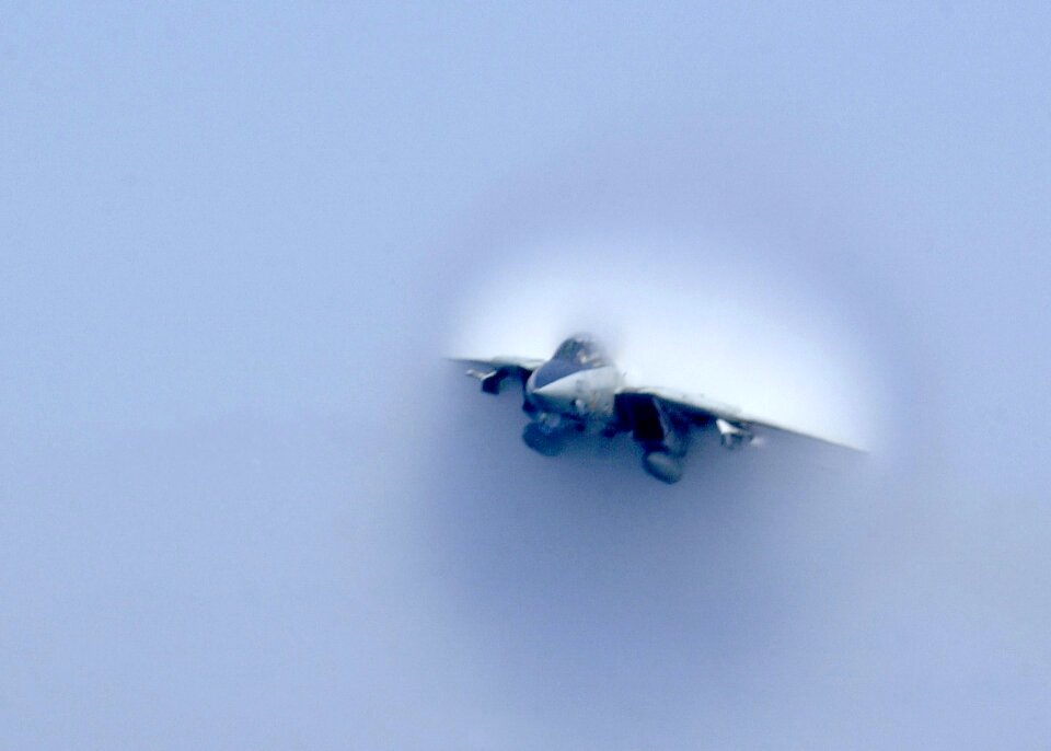 reaches the sound barrier during a low altitude super sonic fly