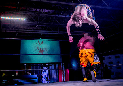 Two Men Battle For Control In Wrestling Match