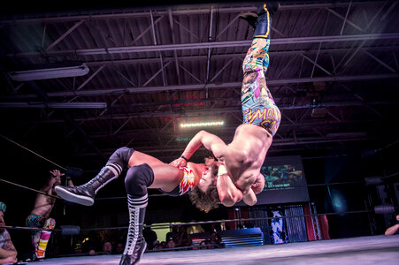Two Men Battle For Control In Wrestling Match