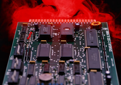 closeup of electronic circuit board photo