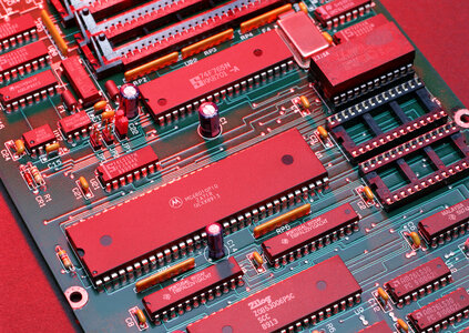 closeup of electronic circuit board
