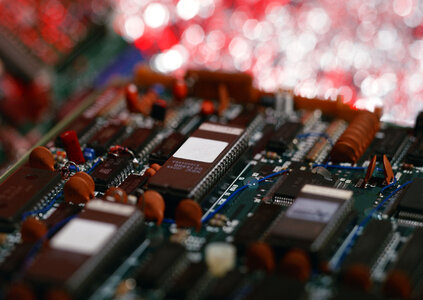 closeup of electronic circuit board photo